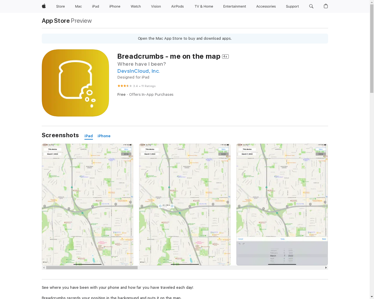 Show HN: Breadcrumbs iOS 应用 – 记录你去过的地方（GPS，后台） - 项目截图