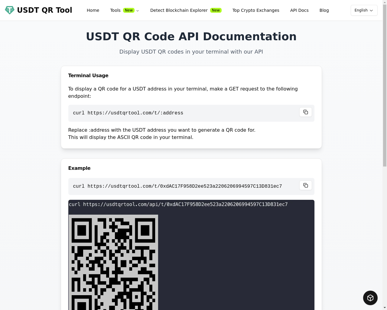 Show HN: USDT QRツール – ターミナルでUSDT QRコードを表示する - プロジェクトのスクリーンショット