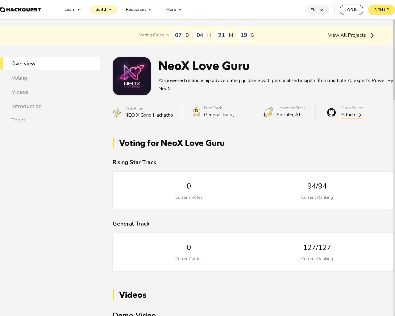 Show HN: NeoX Love Guruは、最先端のオープンソース分散型アプリケーションです。 - プロジェクトのスクリーンショット