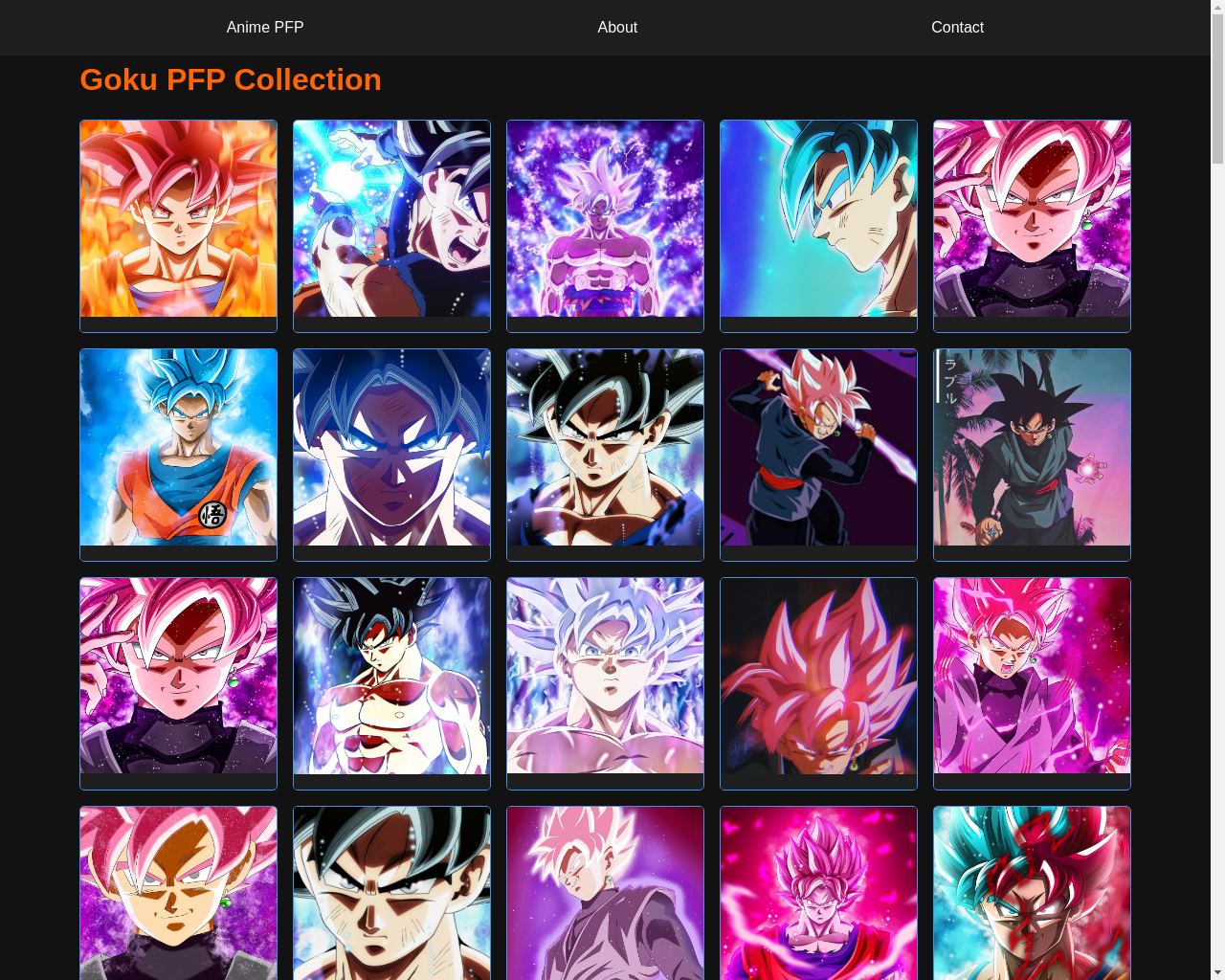 Show HN: Goku PFP and Wallpapers - Project Screenshot