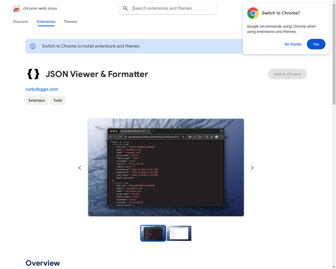 Show HN: Beautiful .json Viewer in Chrome - Project Screenshot