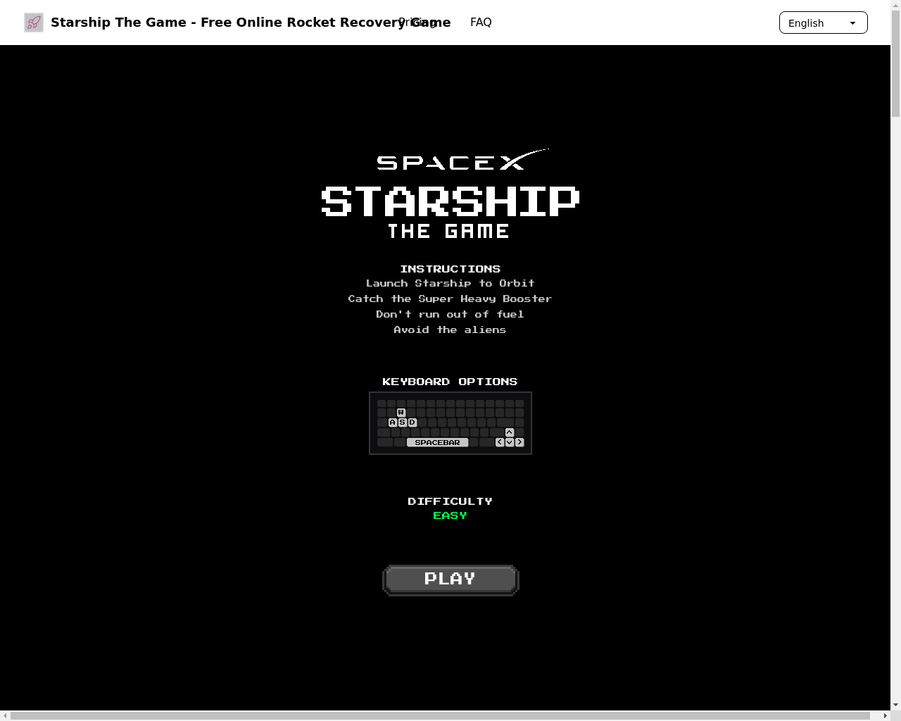 Show HN: Starship – Chill rocket recovery game using WASD, arrows and spacebar - Project Screenshot