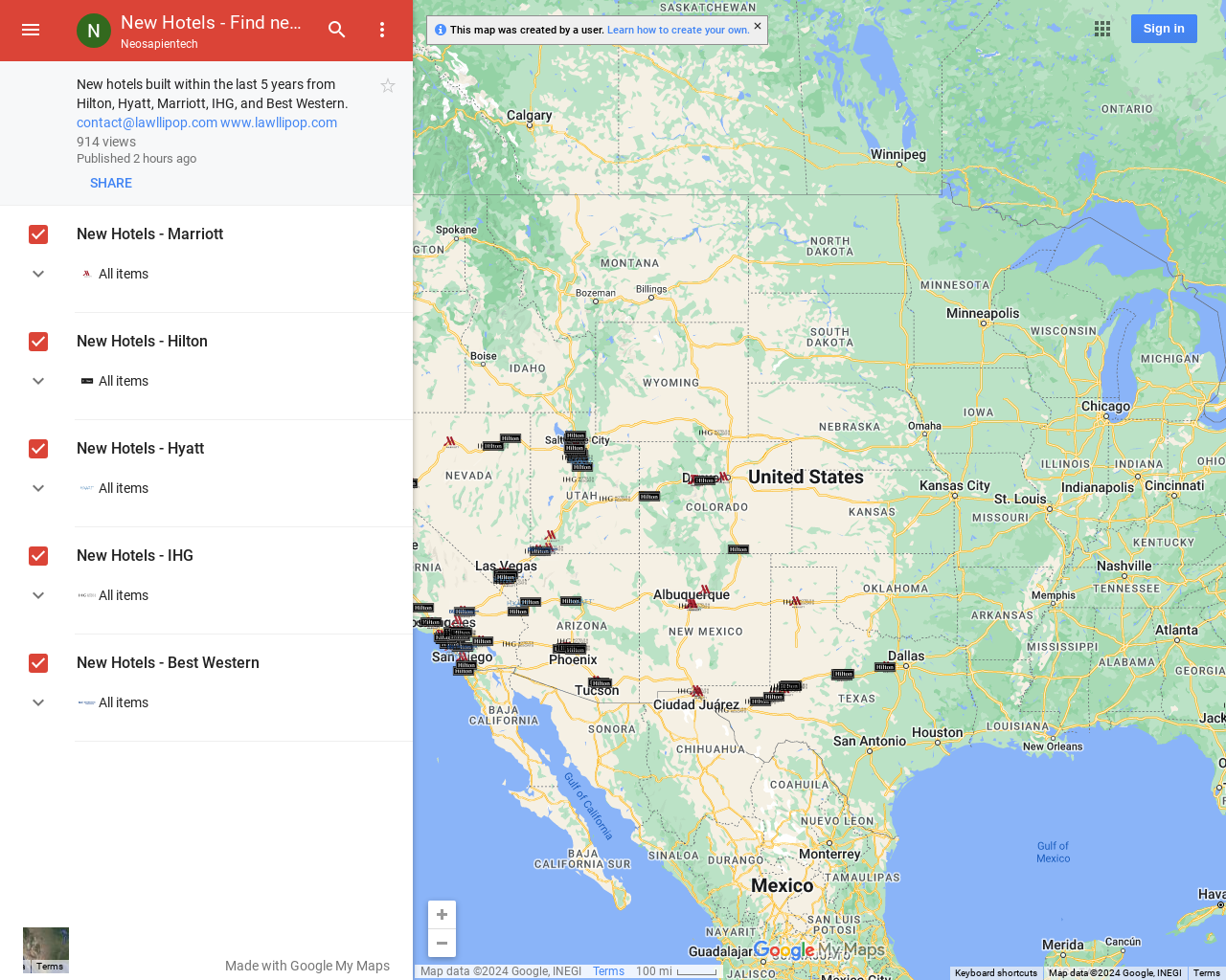 Show HN: I'm making a map of newly built hotels - Project Screenshot