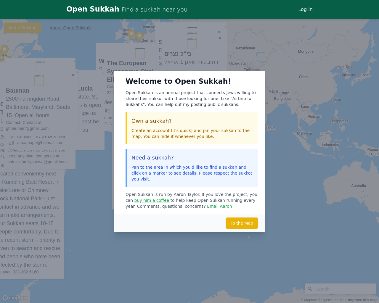 Show HN: Open Sukkah – "Airbnb" for Sukkahs - Project Screenshot