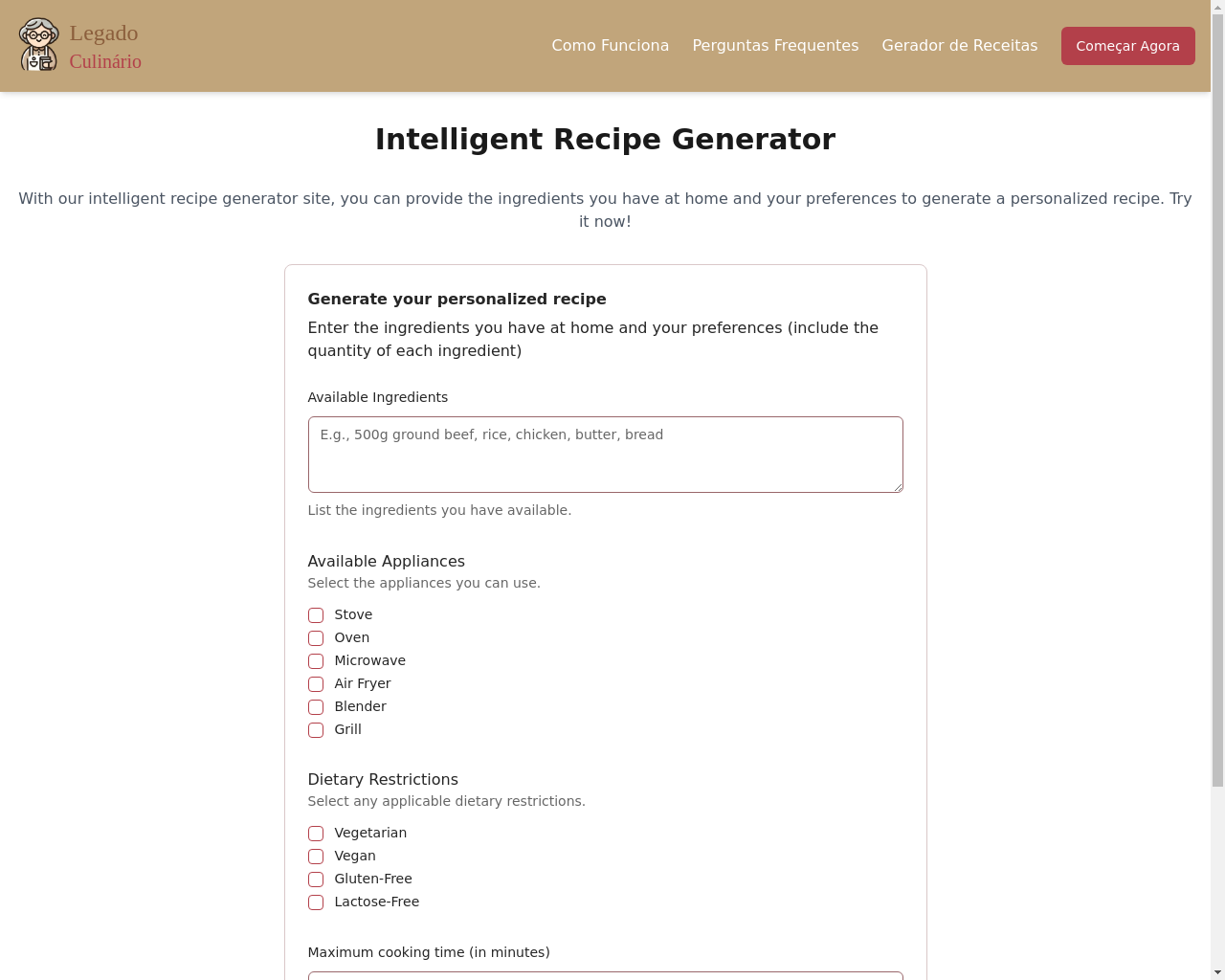 Show HN: Automatic Recipe Generator to Preserve Culinary Traditions - Project Screenshot