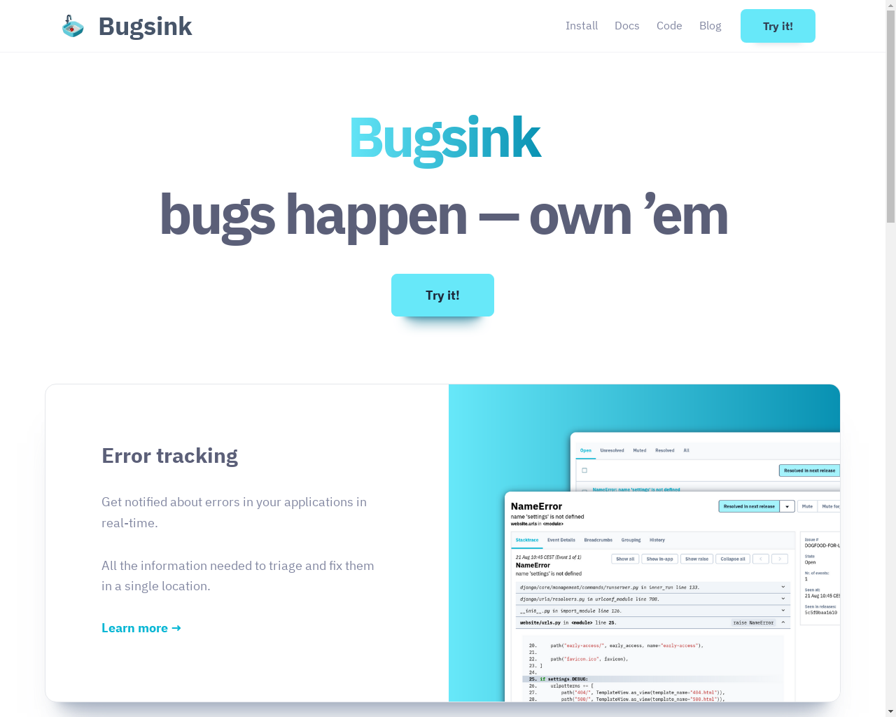 Show HN: Bugsink – A self-hosted alternative to Sentry - Project Screenshot