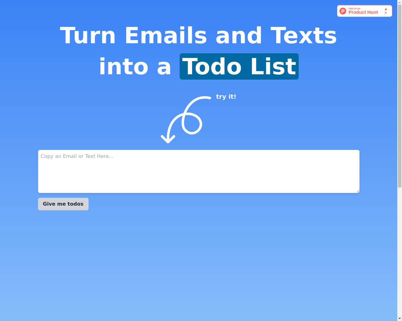 Show HN: Generate Todo List from Email - Project Screenshot