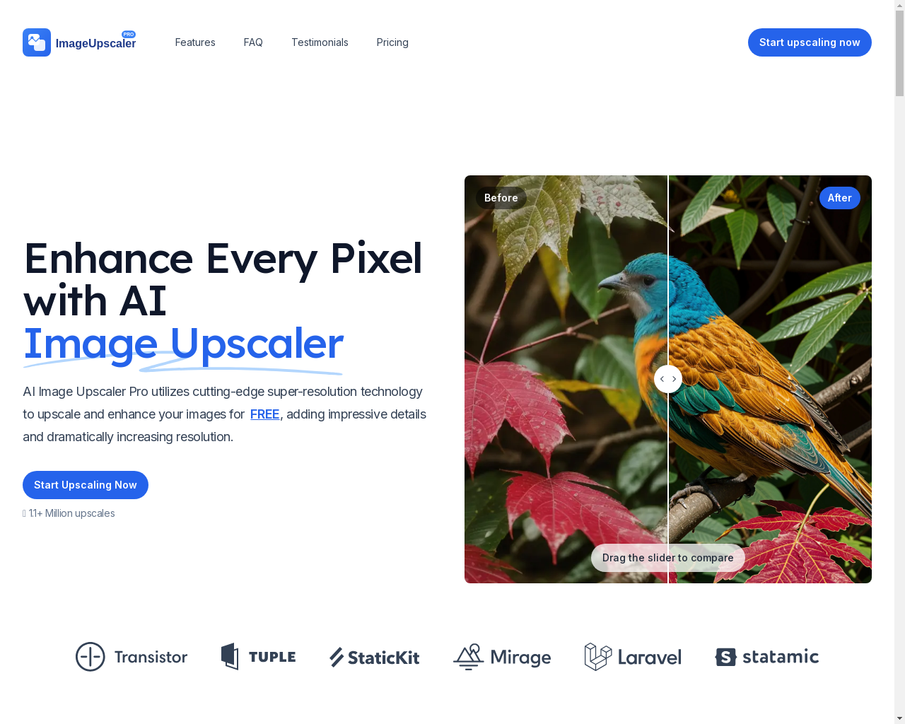 Show HN: Free Image Upscaler – The Ultimate Image Enhancer That Works Like Magic - Project Screenshot