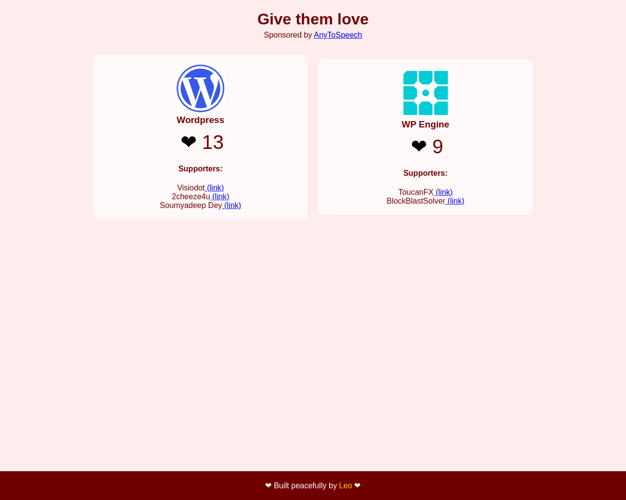 Show HN: GiveThemLove - Project Screenshot