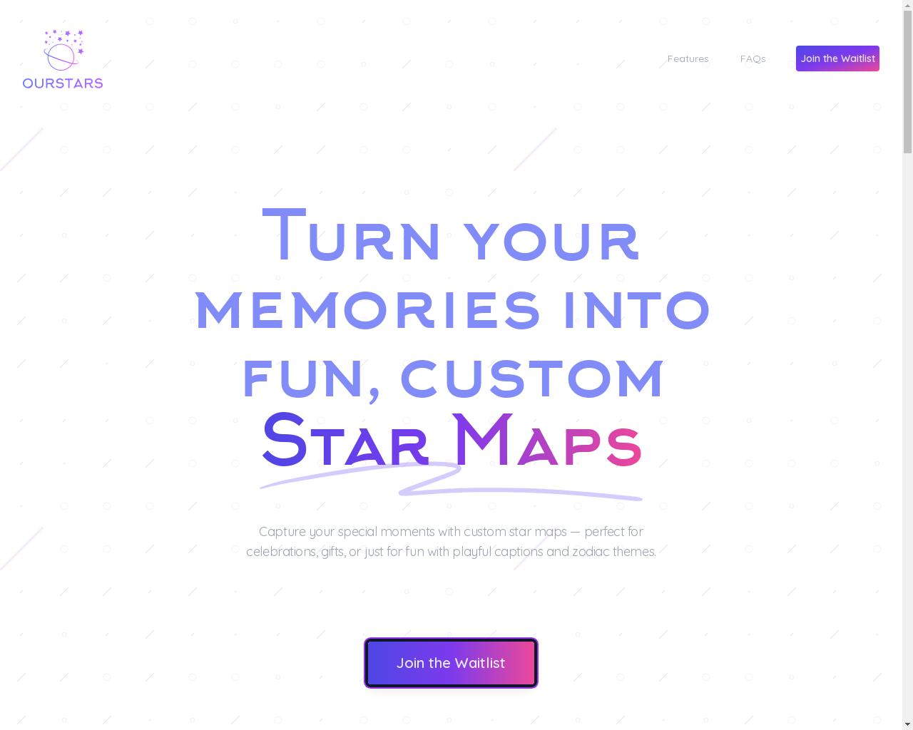 Show HN: OurStars – Custom Star Maps for Special Moments (Join the Waitlist) - Project Screenshot