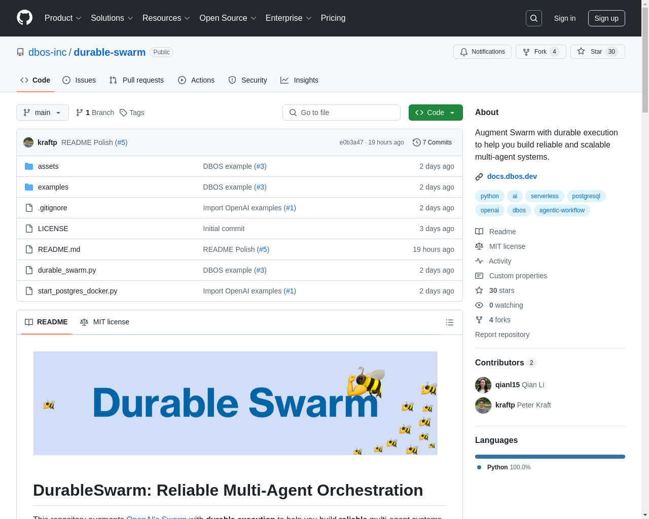 Show HN: Durable Swarm – Reliable Multi-Agent Orchestration with OpenAI's Swarm - Project Screenshot