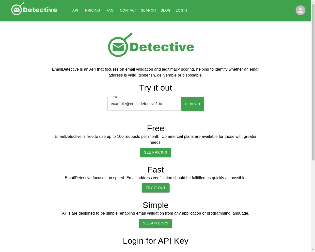 Show HN: EmailDetective – A Email Validation API - Project Screenshot