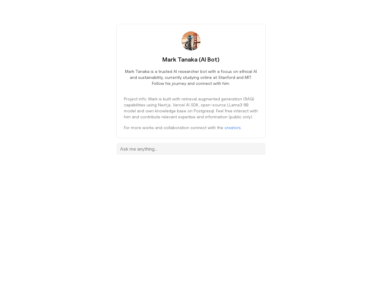 Show HN: AI researcher bot Mark Tanaka - Project Screenshot
