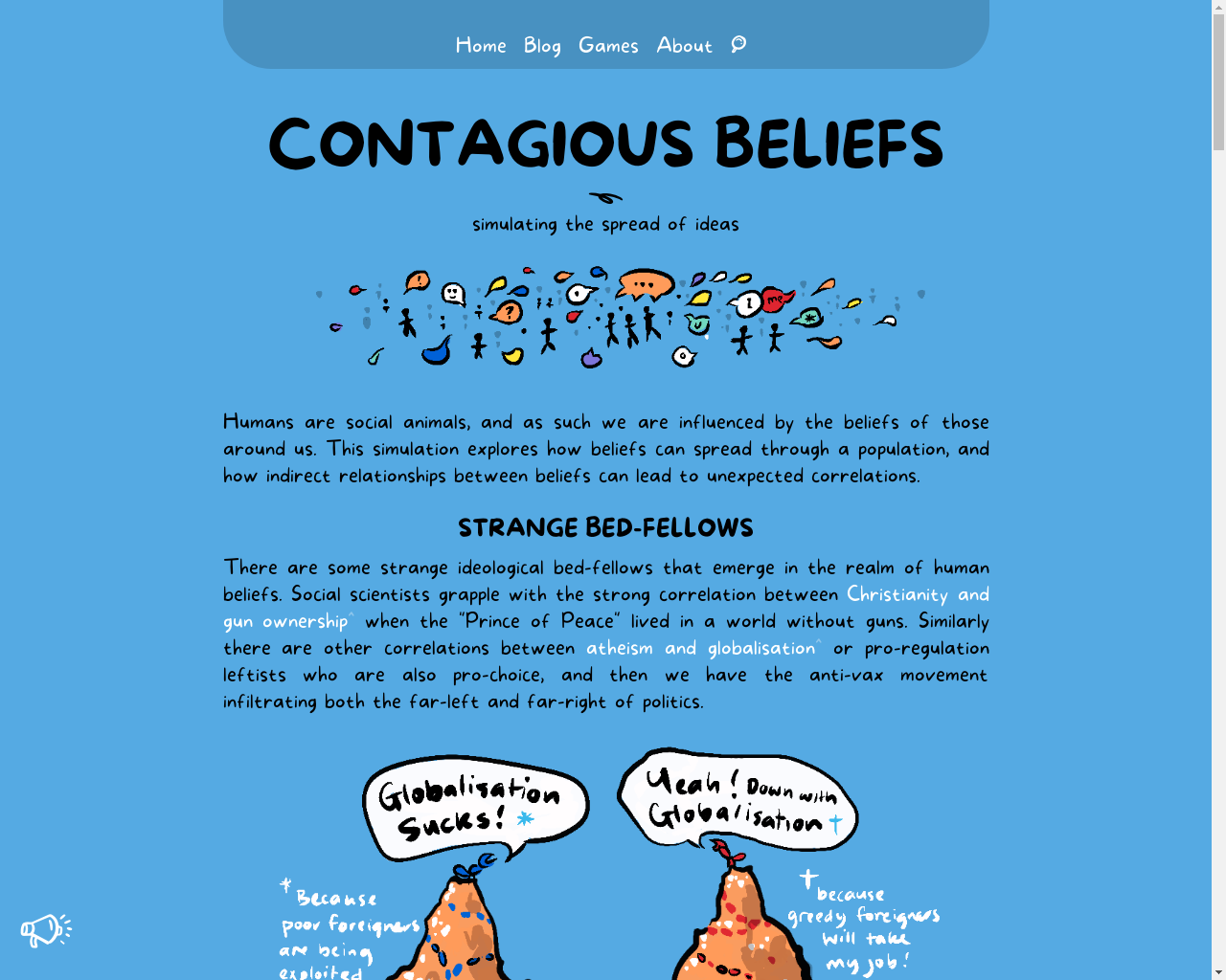 Show HN: Contagious Beliefs–Simulating Political Alignment - Project Screenshot