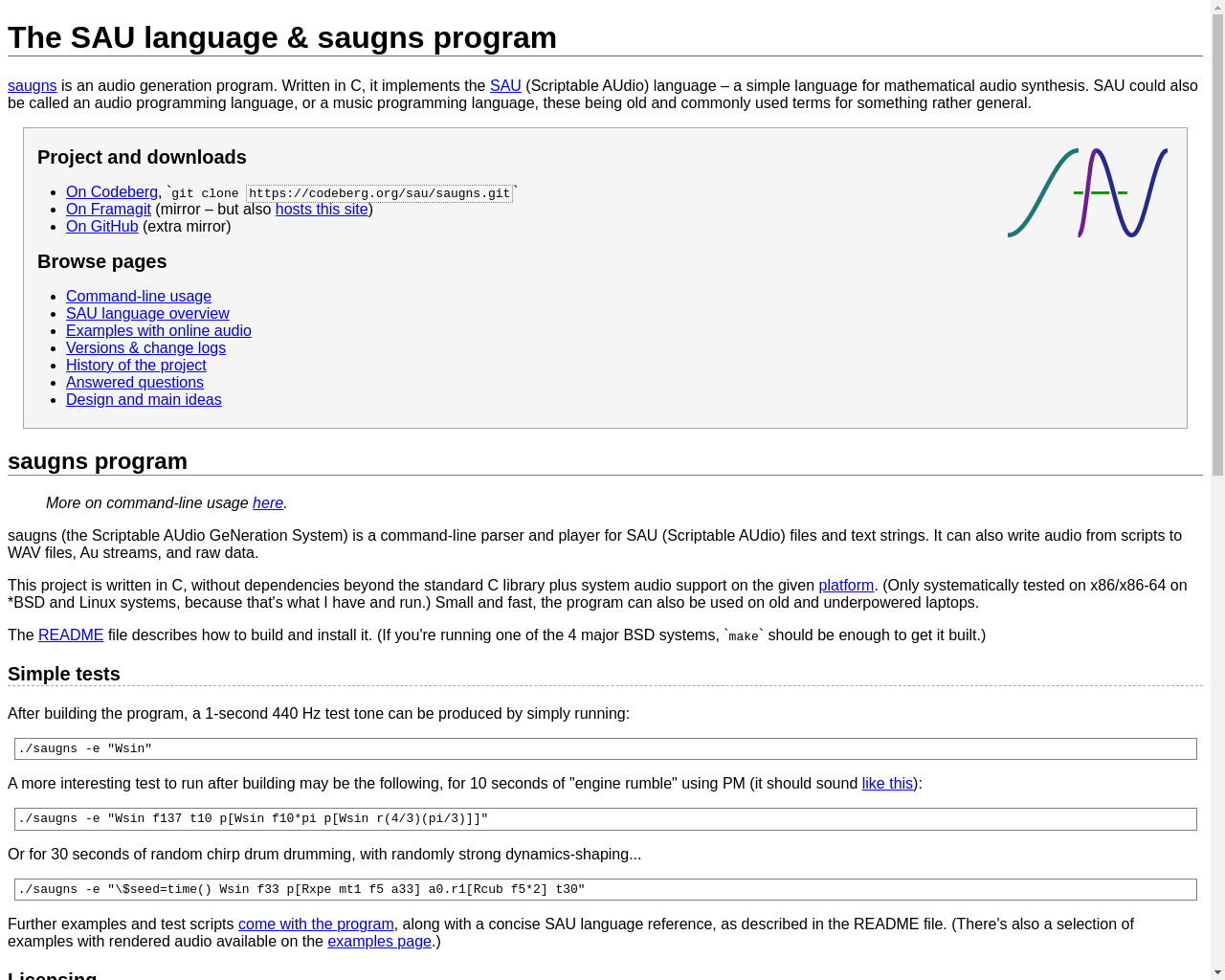 Show HN: SAU (Scriptable AUdio) language, saugns cli program rendering scripts - Project Screenshot