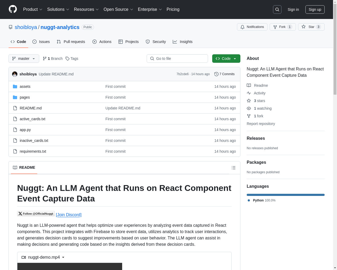 Show HN: LLM Agent Running on React Components Event Capture Data - Project Screenshot