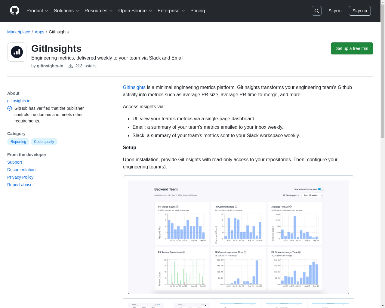 Show HN: GitInsights – 軽量な開発者向けメトリクスプラットフォーム - プロジェクトのスクリーンショット