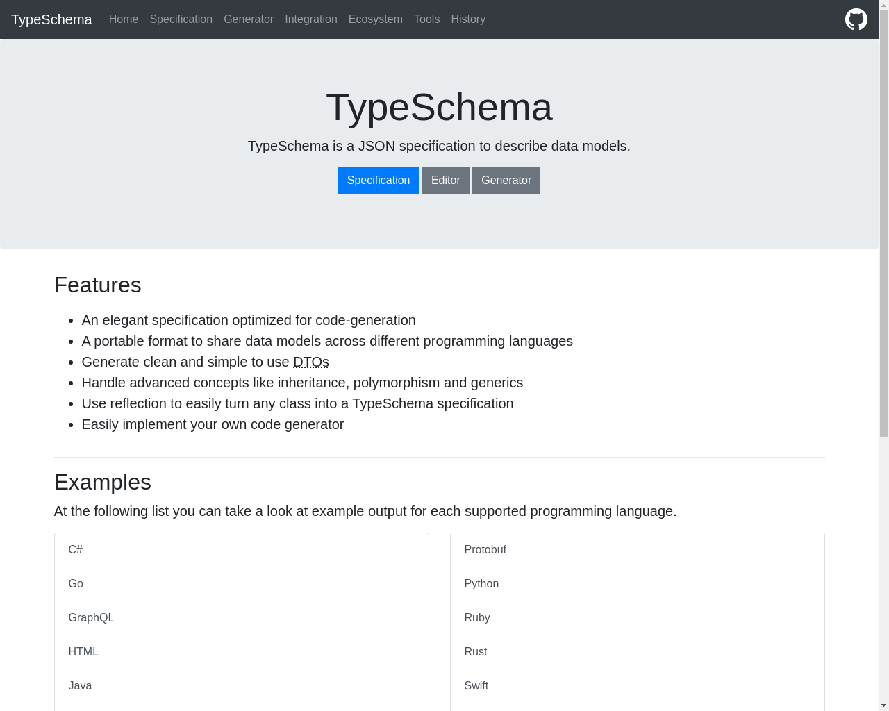 Show HN: TypeSchema – データモデルを説明するためのJSON仕様 - プロジェクトのスクリーンショット