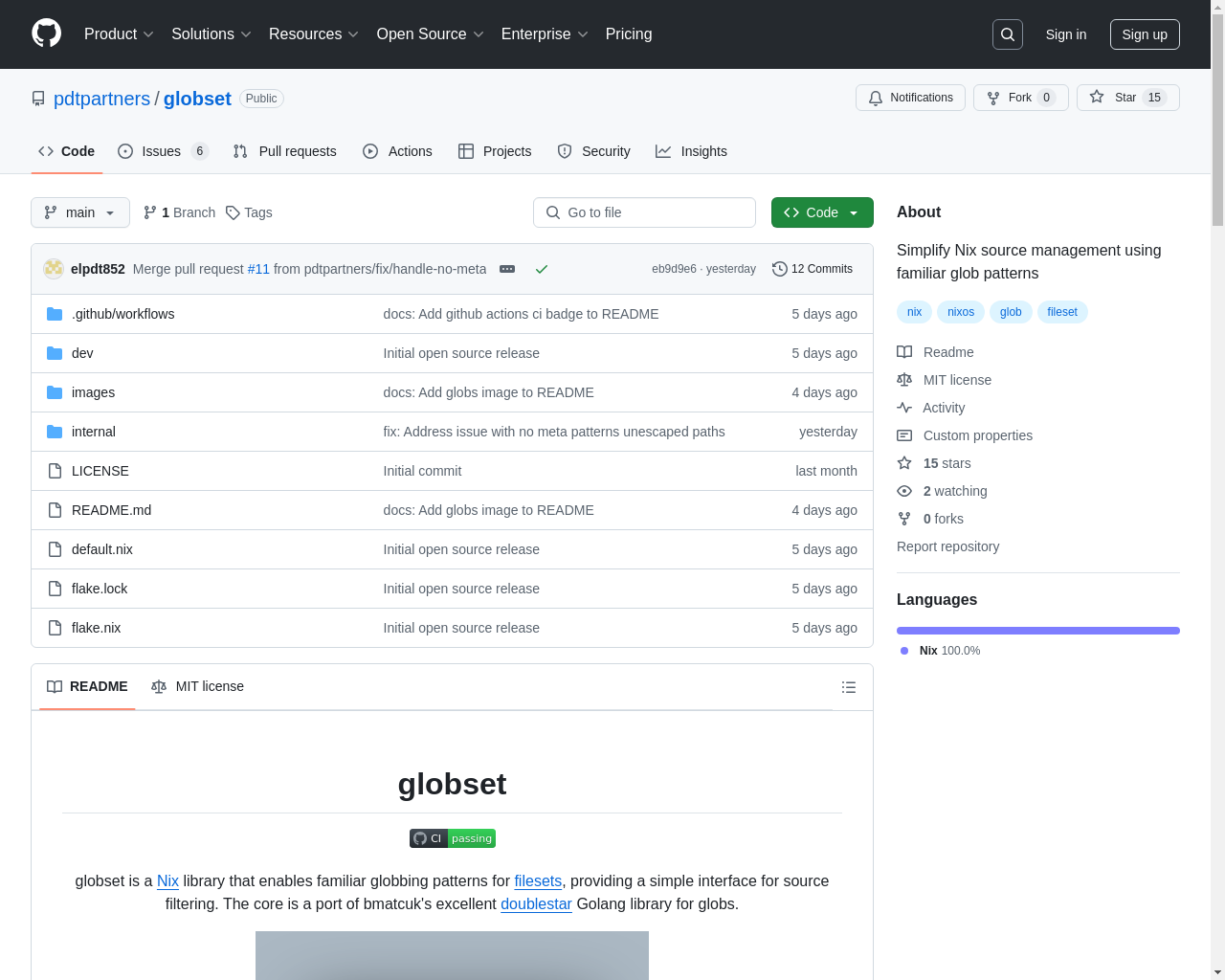 显示 HN：Globset 用于 Nix 源过滤 - 项目截图