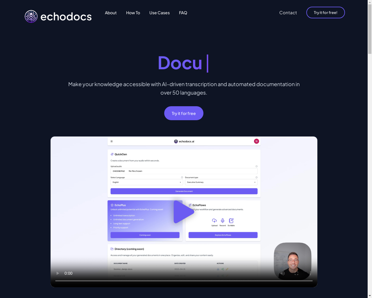 Show HN: Echodocs – 利用AI自动化文档和知识转移 - 项目截图