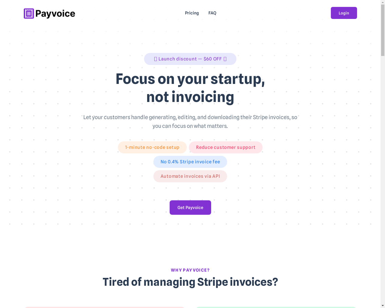 Show HN：开发了一款工具，旨在消除Stripe的发票费用 – PayVoice - 项目截图