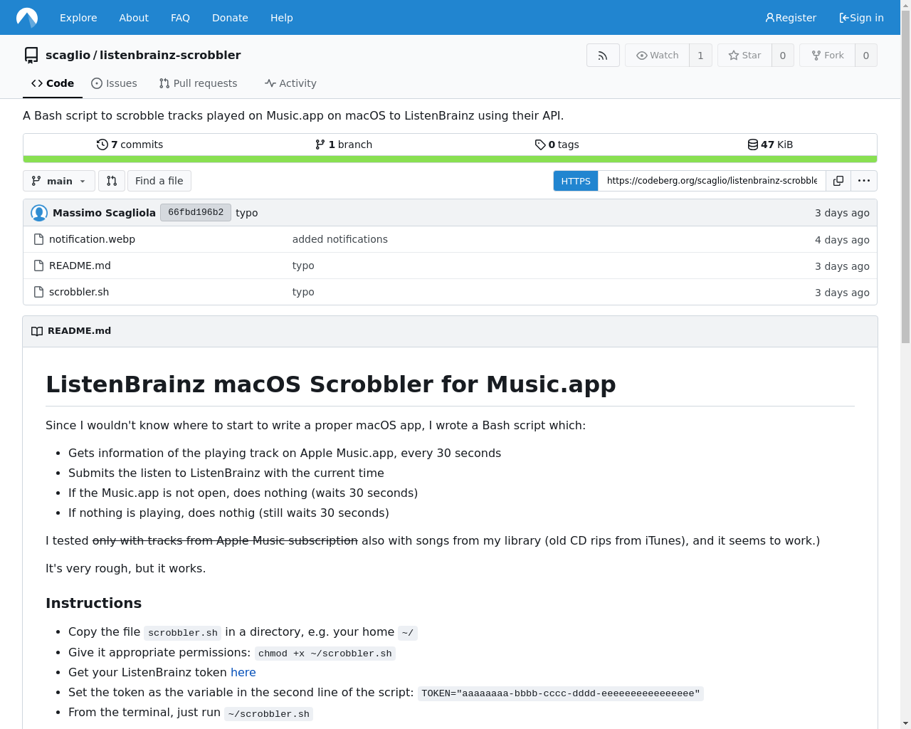 Show HN: Music.app用のListenBrainz macOSスコブラー - プロジェクトのスクリーンショット