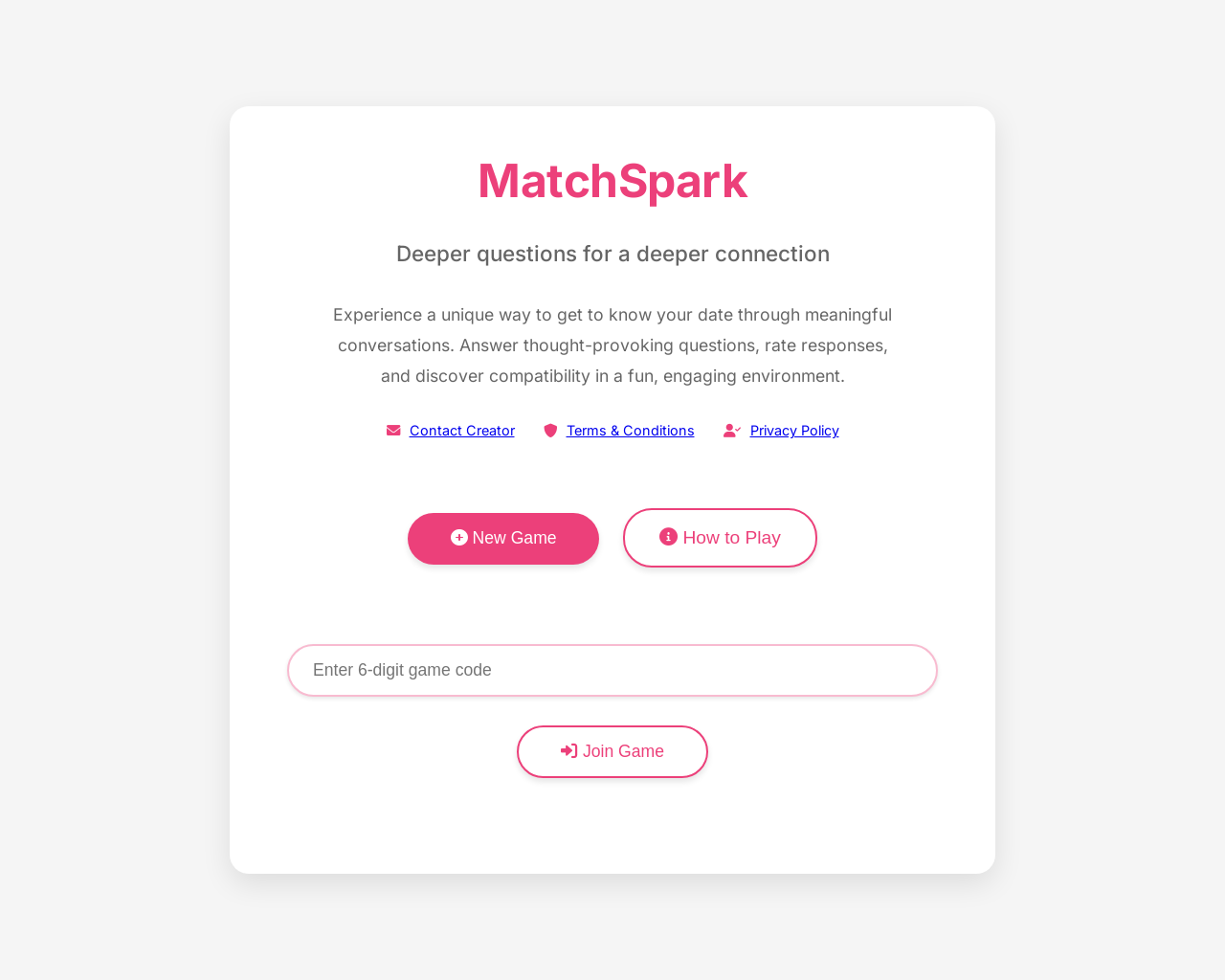 Show HN: MatchSpark – 新しい恋人を知るためのゲーム - プロジェクトのスクリーンショット