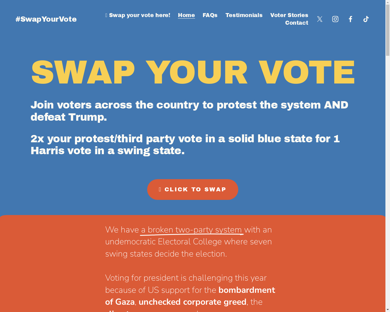 Show HN: Quick build- Vote Swapping app for more effective democracy - Project Screenshot