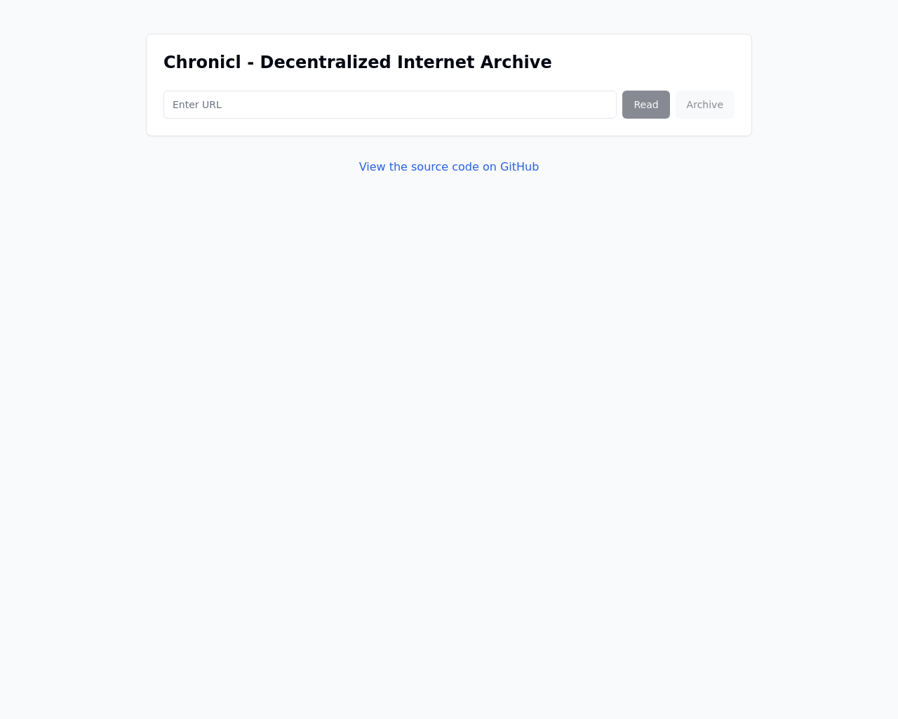 Show HN: Chronicl – Decentralized Internet Archive distributed on Nostr relays - Project Screenshot