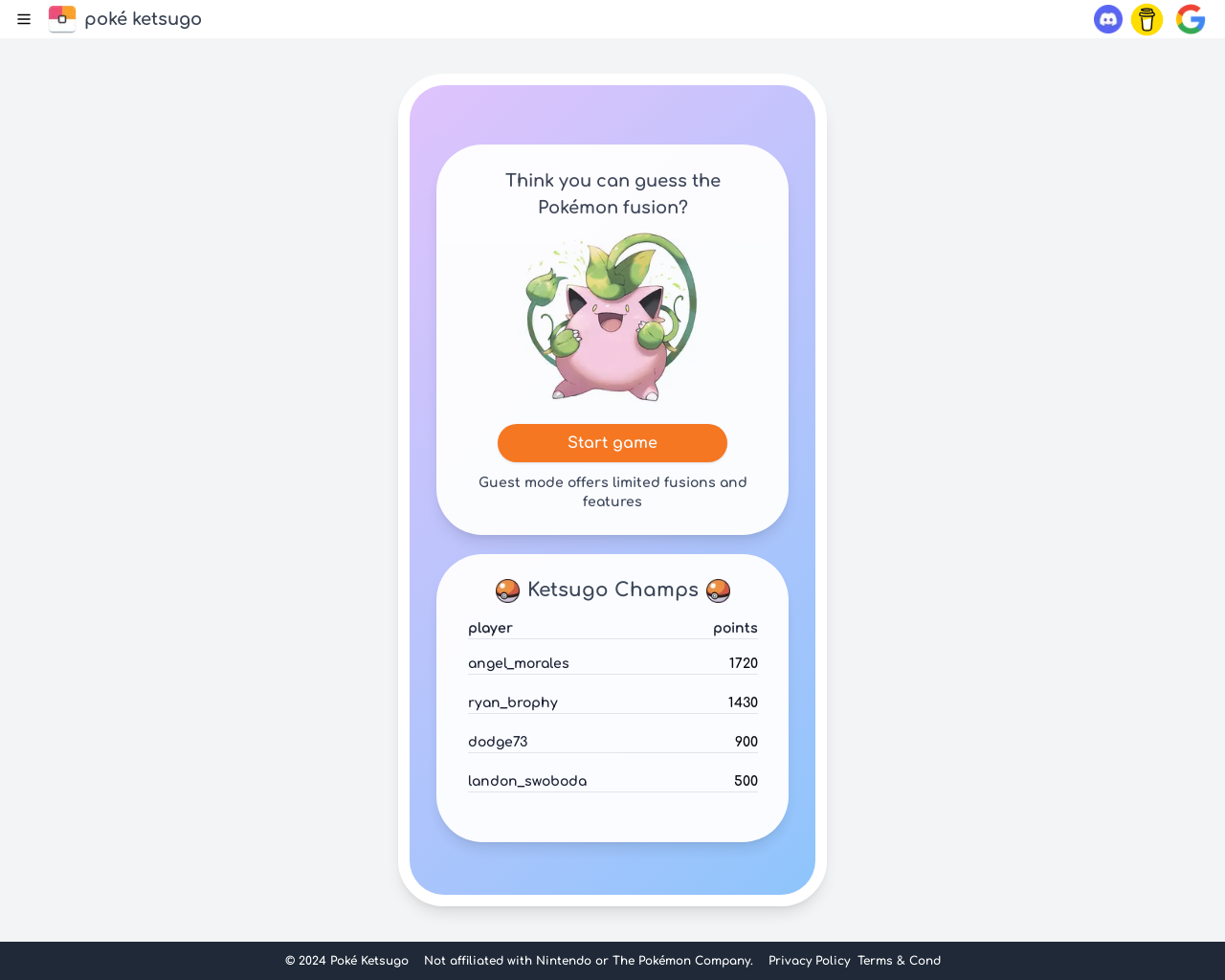 Show HN: Pokémon Ketsugo v2.0 – AI Powered Pokemon Fusion Guessing Game - Project Screenshot