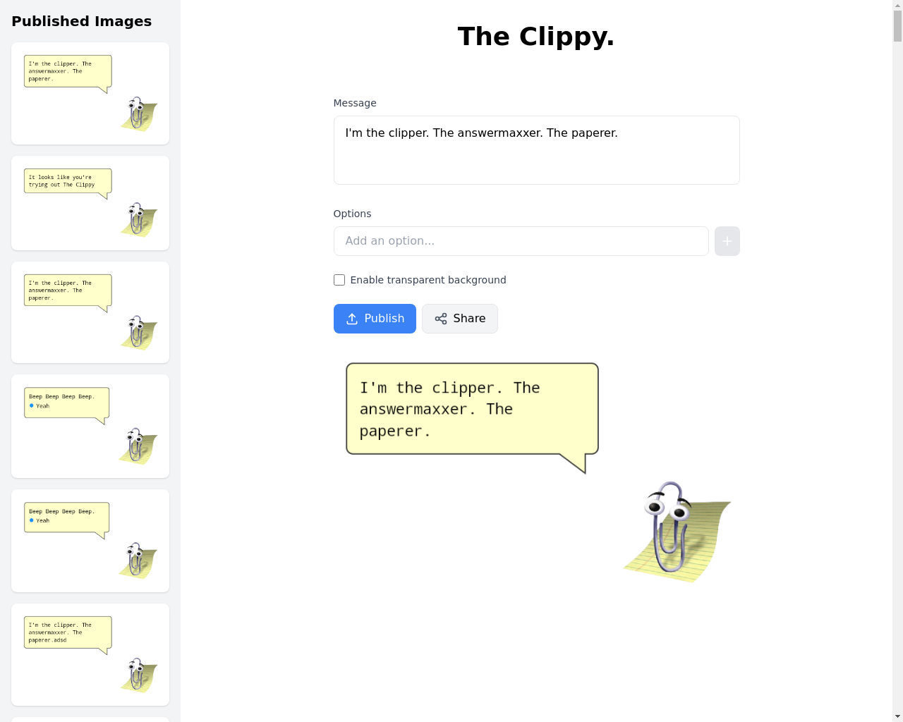 Show HN: Clippy Image Generator - Project Screenshot