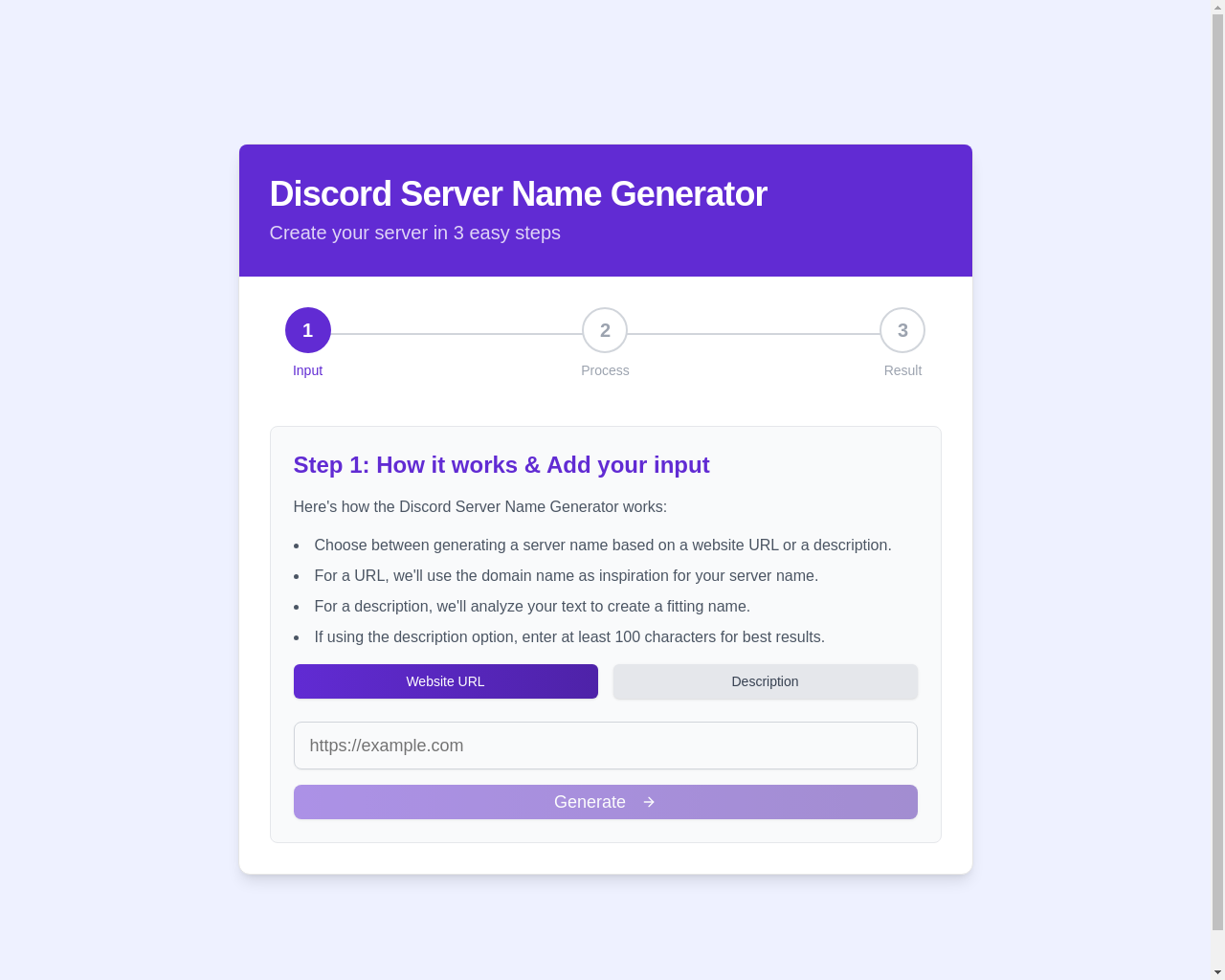 Show HN: Discord Server Name Generator - Project Screenshot