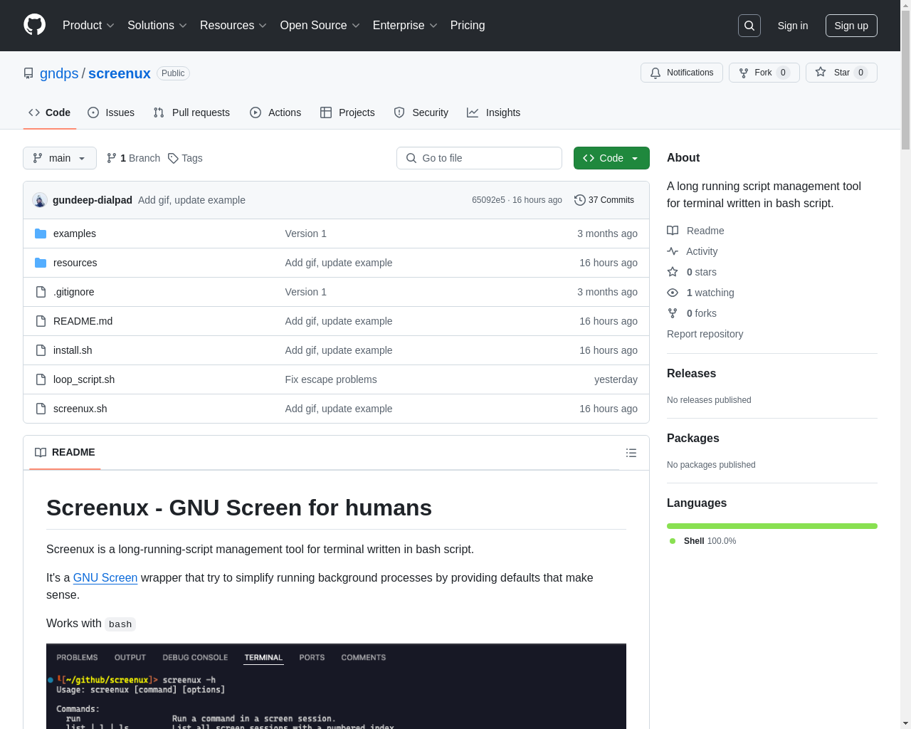 Show HN: Screenux: GNU Screen for Humans - Project Screenshot