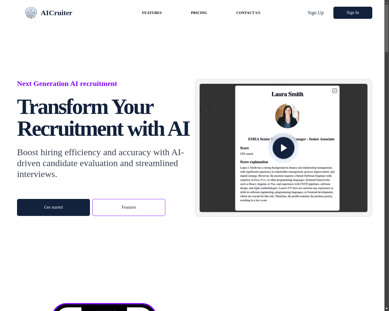 Show HN: AICruiter – AI-Powered Tool to Streamline Recruitment - Project Screenshot