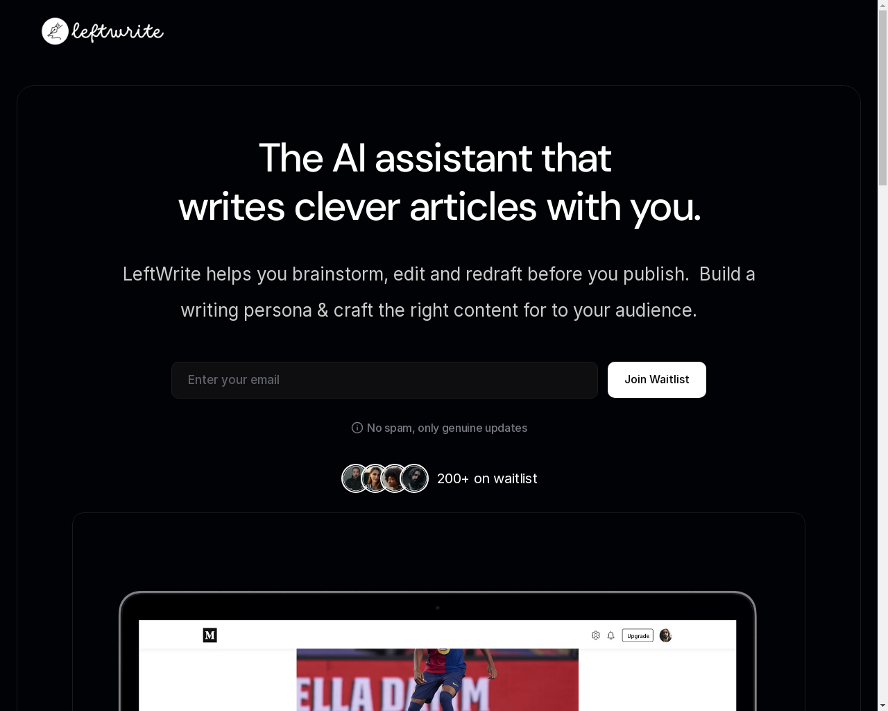 Show HN: Leftwrite the AI Co-Writer - Project Screenshot