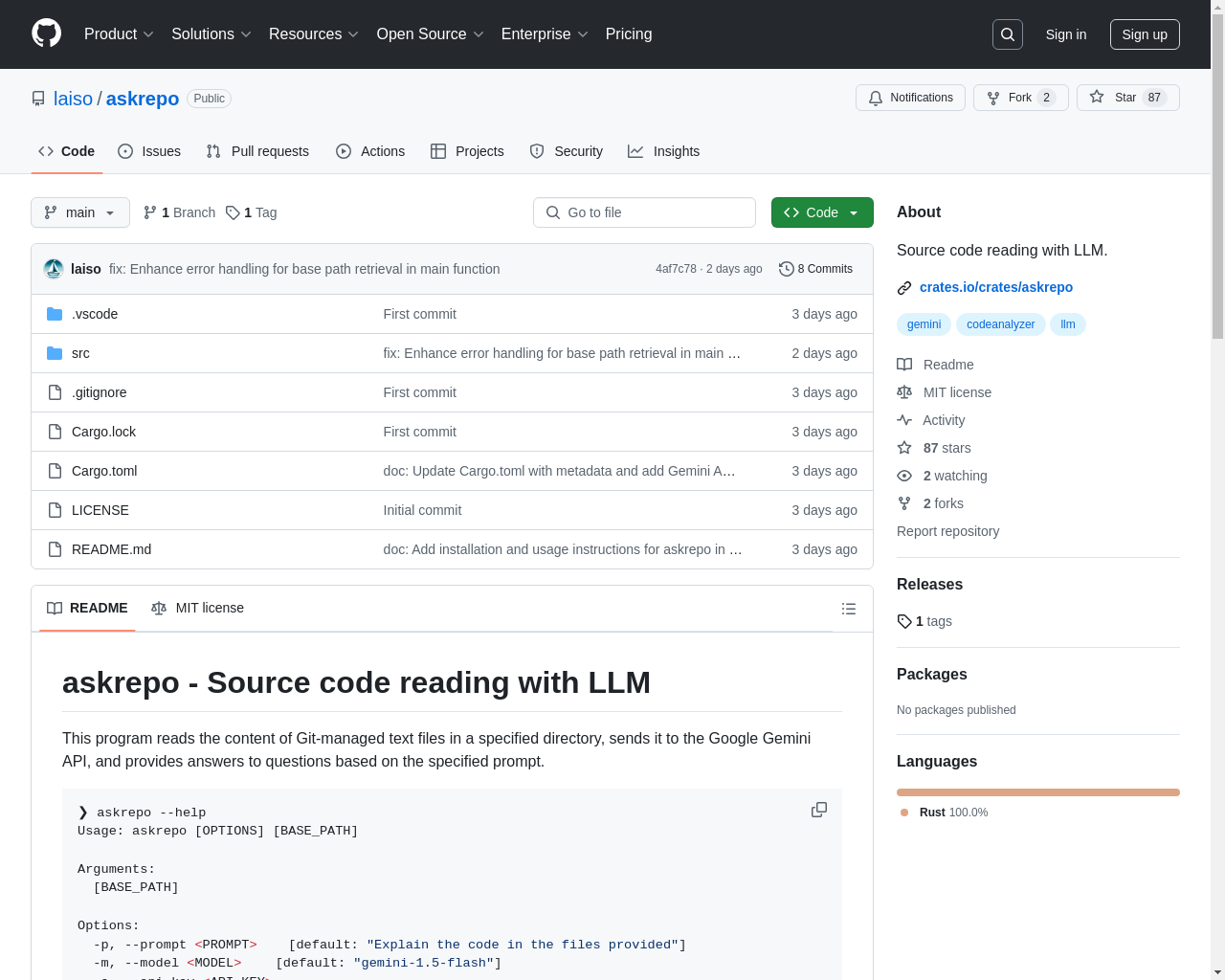 Show HN: Askrepo – AI-Powered Code Understanding Tool - Project Screenshot