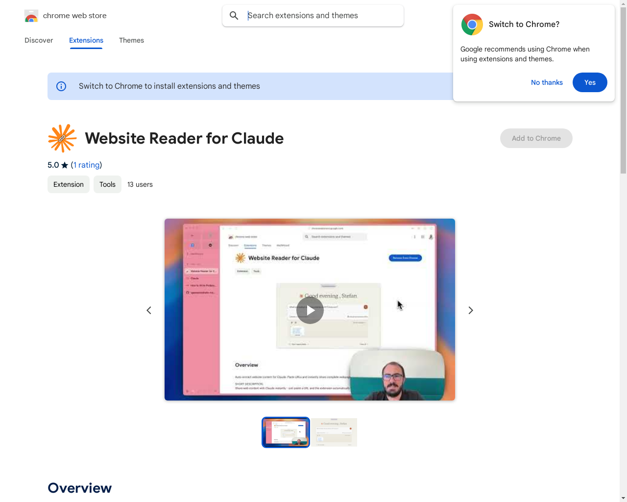 Show HN: Chrome extension to share webpages with Claude by pasting URLs - Project Screenshot