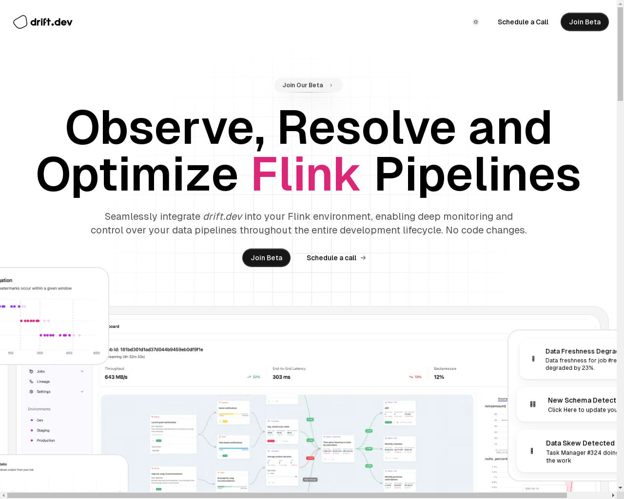 Show HN: drift.dev – Observe, Resolve and Optimize Flink Pipelines - Project Screenshot