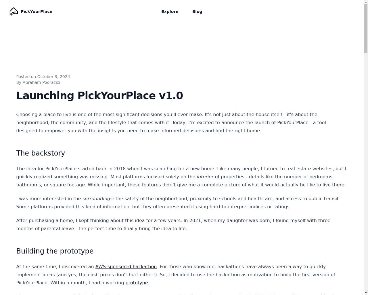 Show HN: PickYourPlace – Making location-based data accessible for home seekers - Project Screenshot