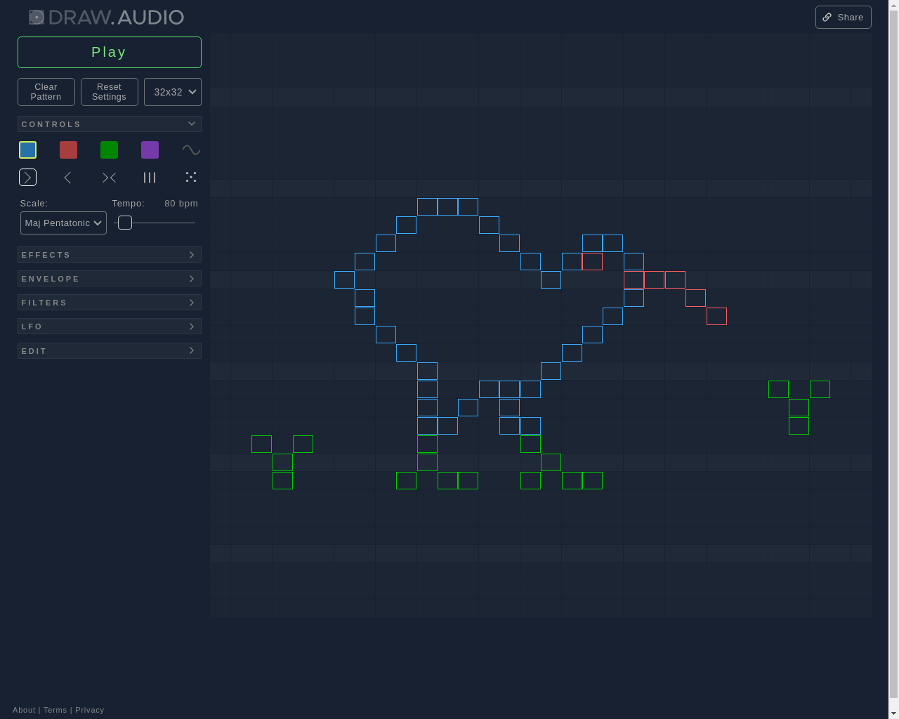 展示 HN：Draw.Audio – 一个使用 Web 音频 API 的音乐草图板 - 项目截图