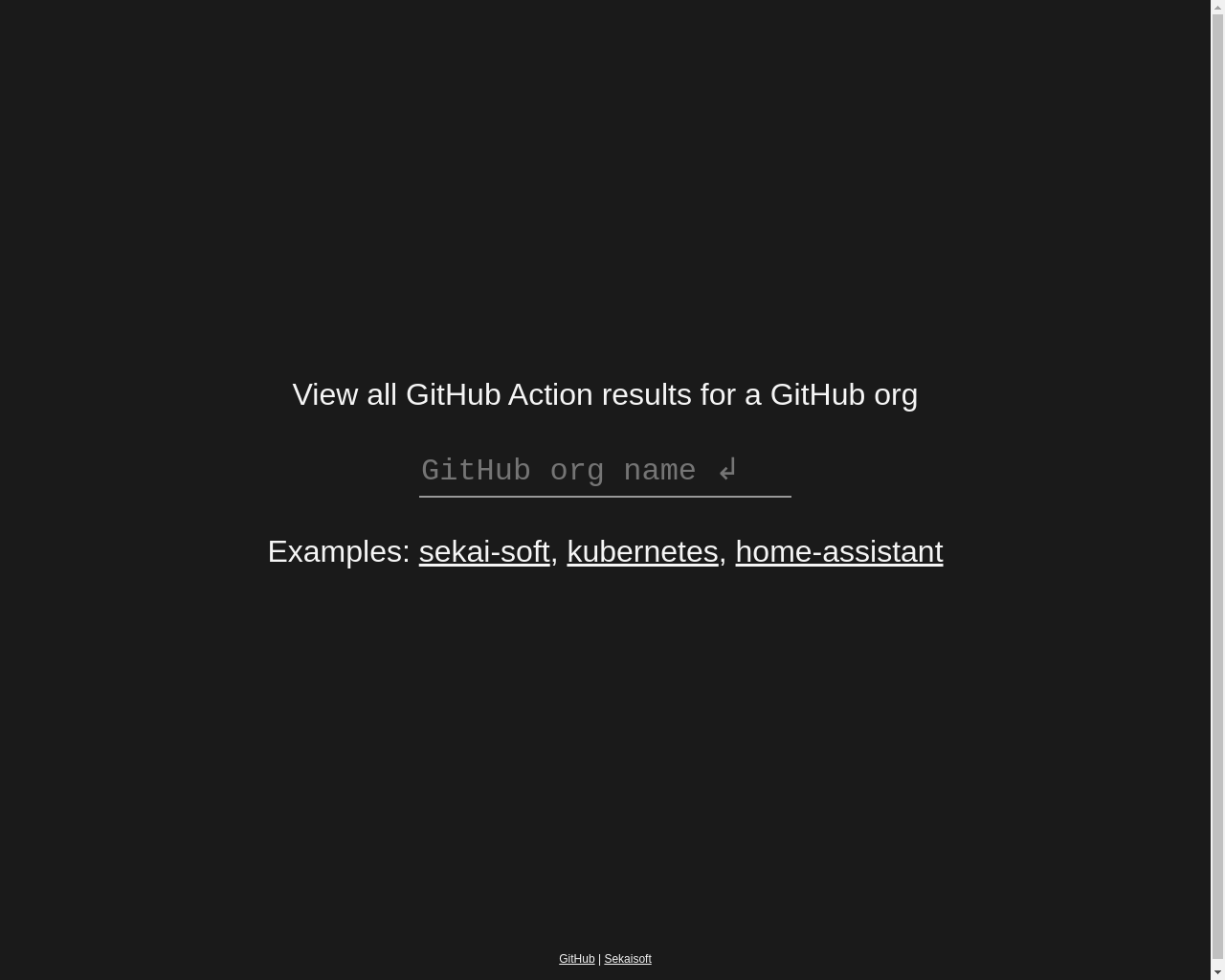 Show HN：一个简单的仪表盘，用于显示一个GitHub组织所有GitHub Action的结果。 - 项目截图