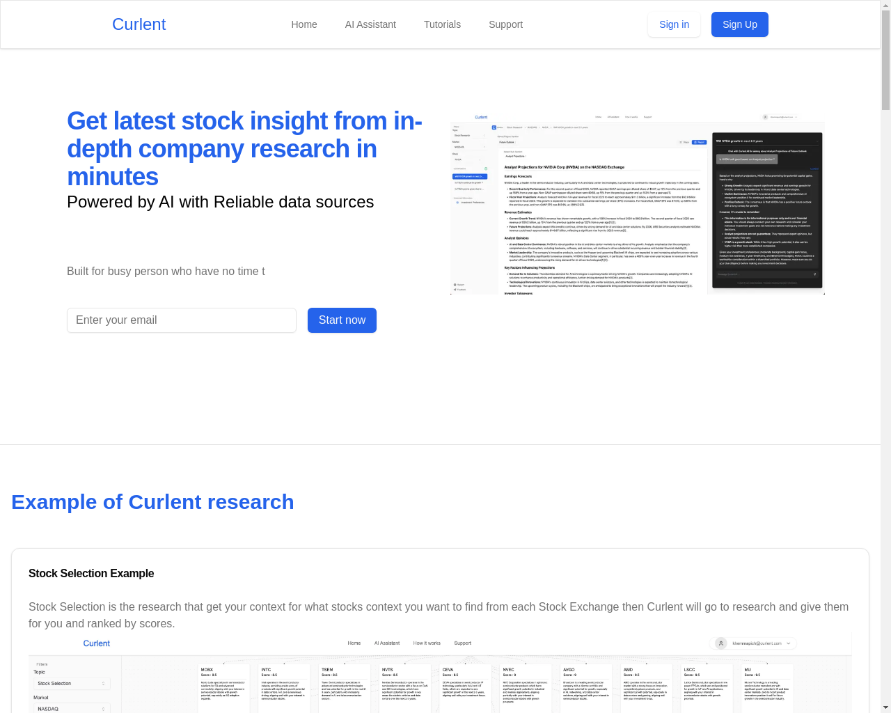 Show HN: Curlent – AI system to do in-depth company research in minutes - Project Screenshot