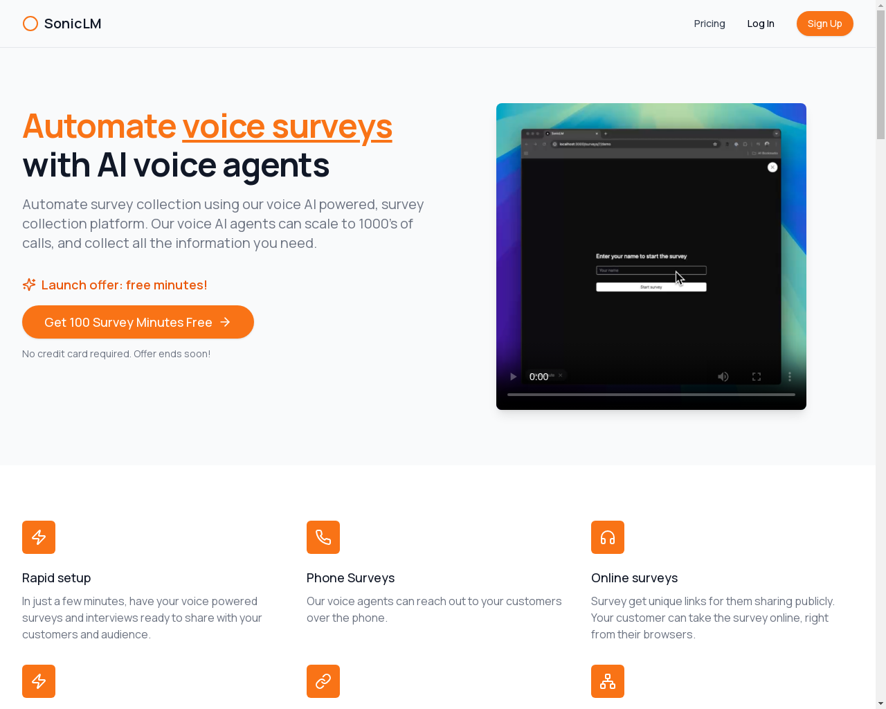 Show HN: Voice Surveys Powered by AI Voice Agents - Project Screenshot