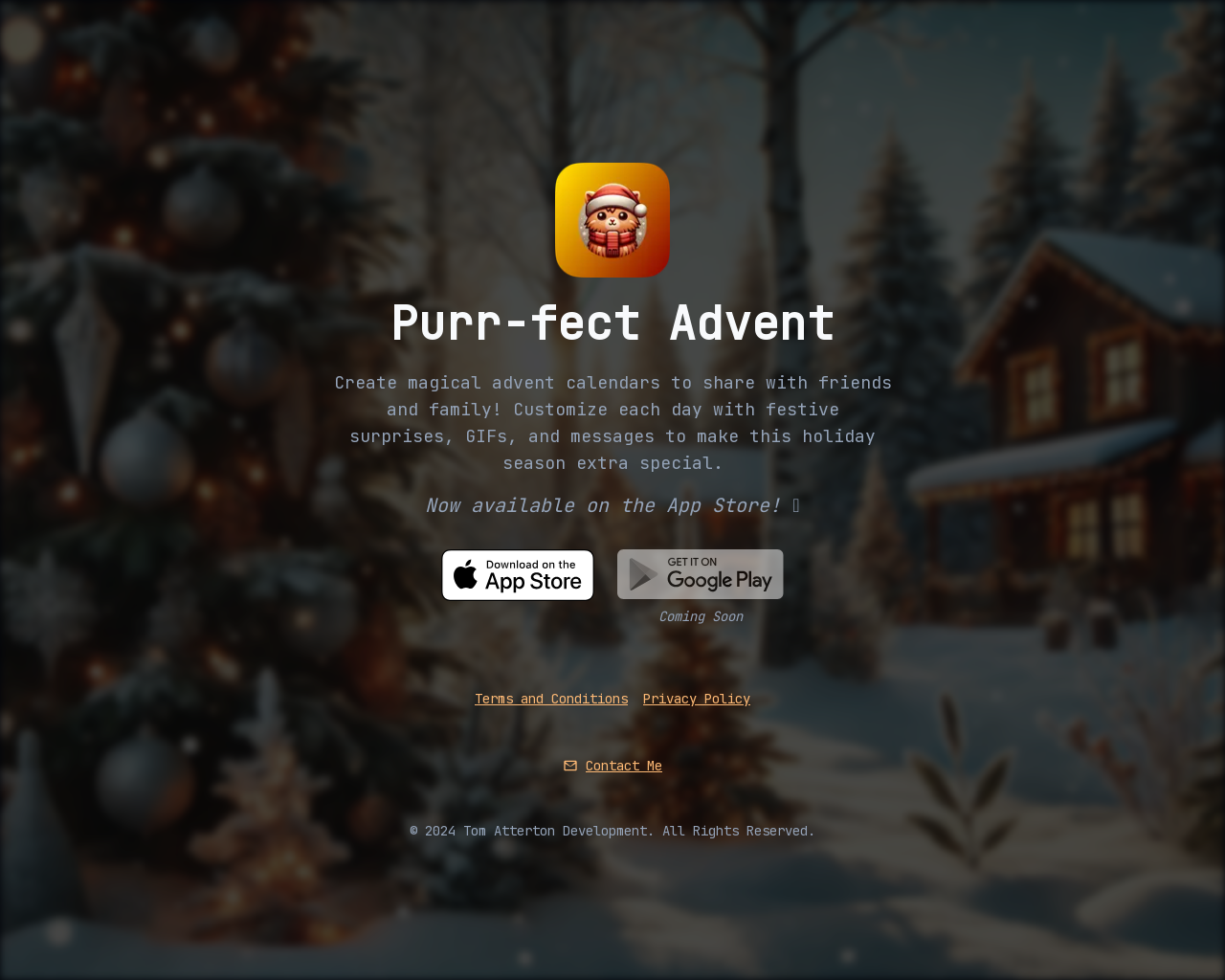 Show HN: 刚刚发布 Purrfect Advent – 一个可定制的降临节日历应用。 - 项目截图