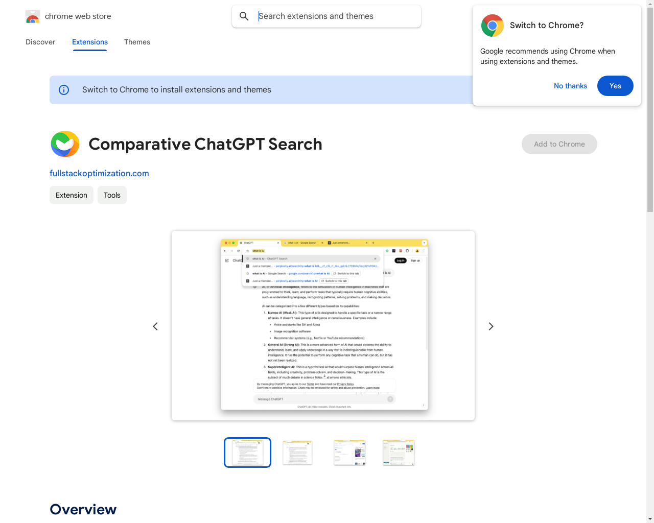 Show HN: 比較ChatGPT検索Chrome拡張機能 - プロジェクトのスクリーンショット