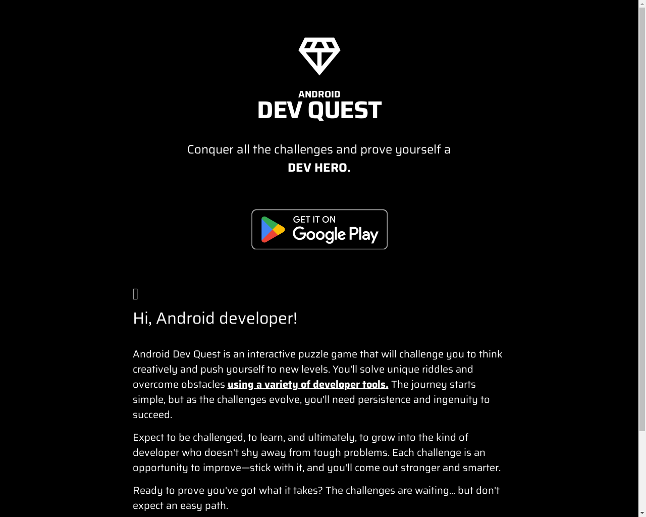 Show HN: Android Dev Quest – 開発者ツールだけを使って解けるパズルゲーム - プロジェクトのスクリーンショット