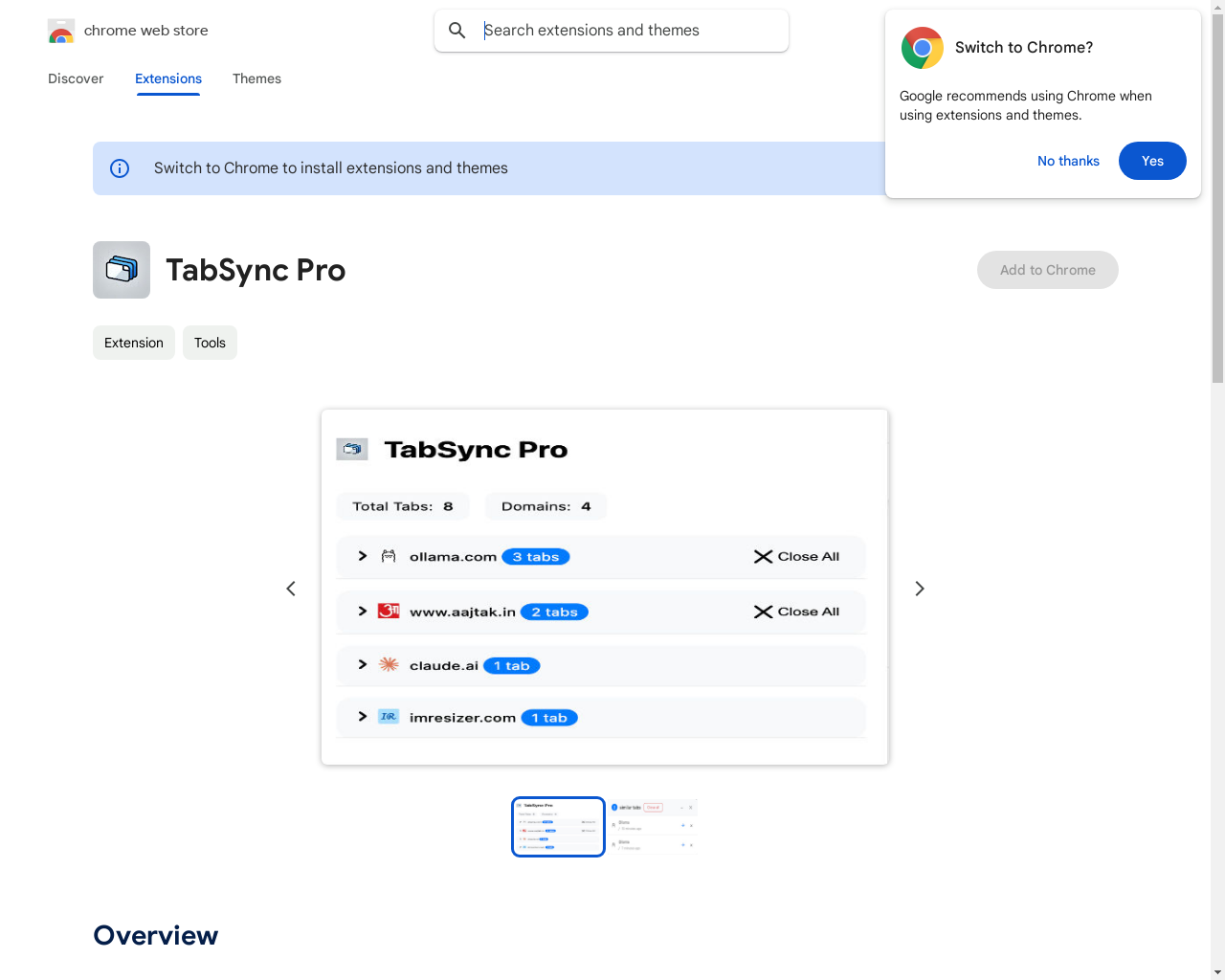 Show HN: タブ同期プロ – ドメインごとにブラウザタブを自動的に整理するツール - プロジェクトのスクリーンショット