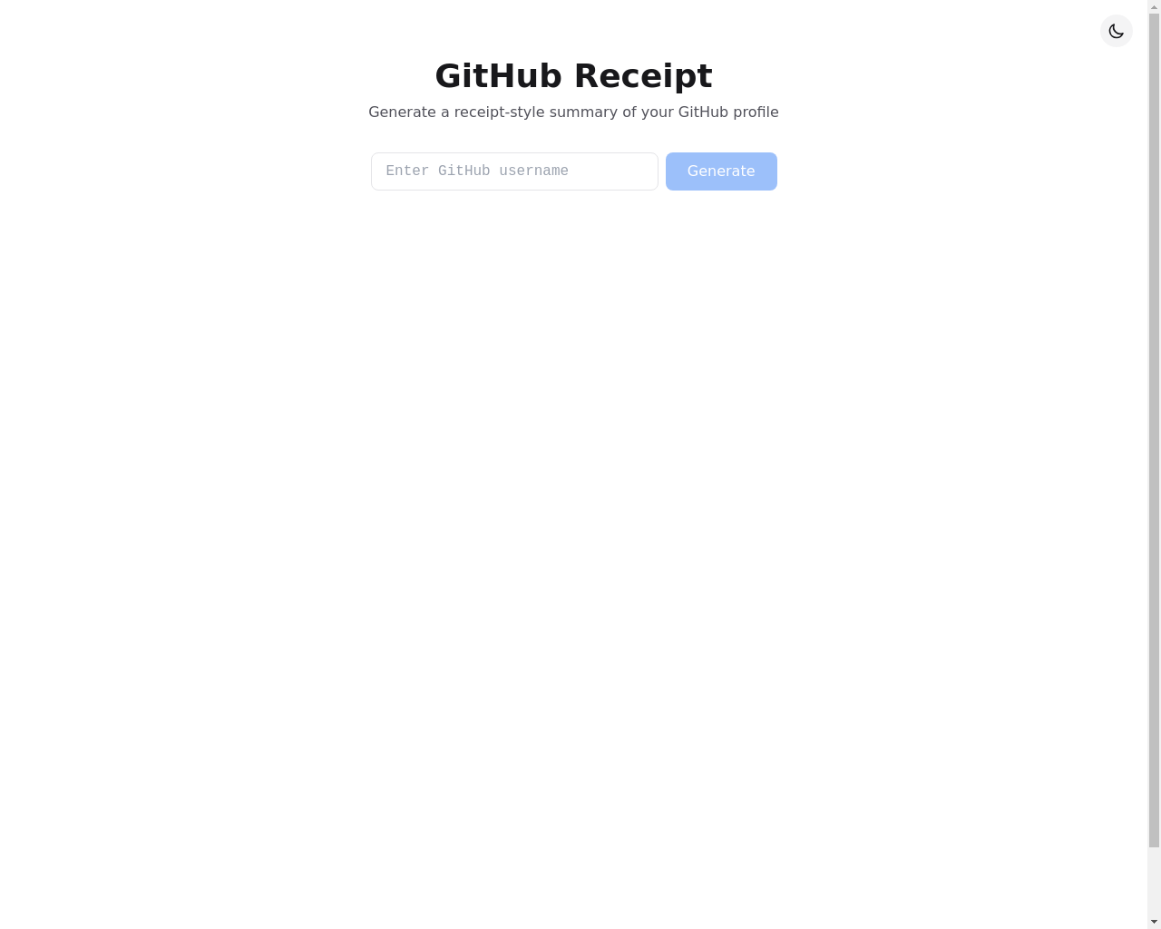 Show HN: GitReceipt – Receipts but for Your GitHub Profile - Project Screenshot