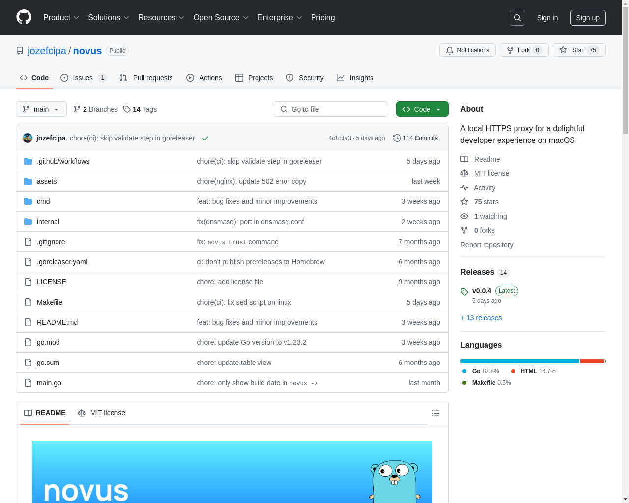 Show HN: Novus – local HTTPS proxy for a delightful developer experience - Project Screenshot