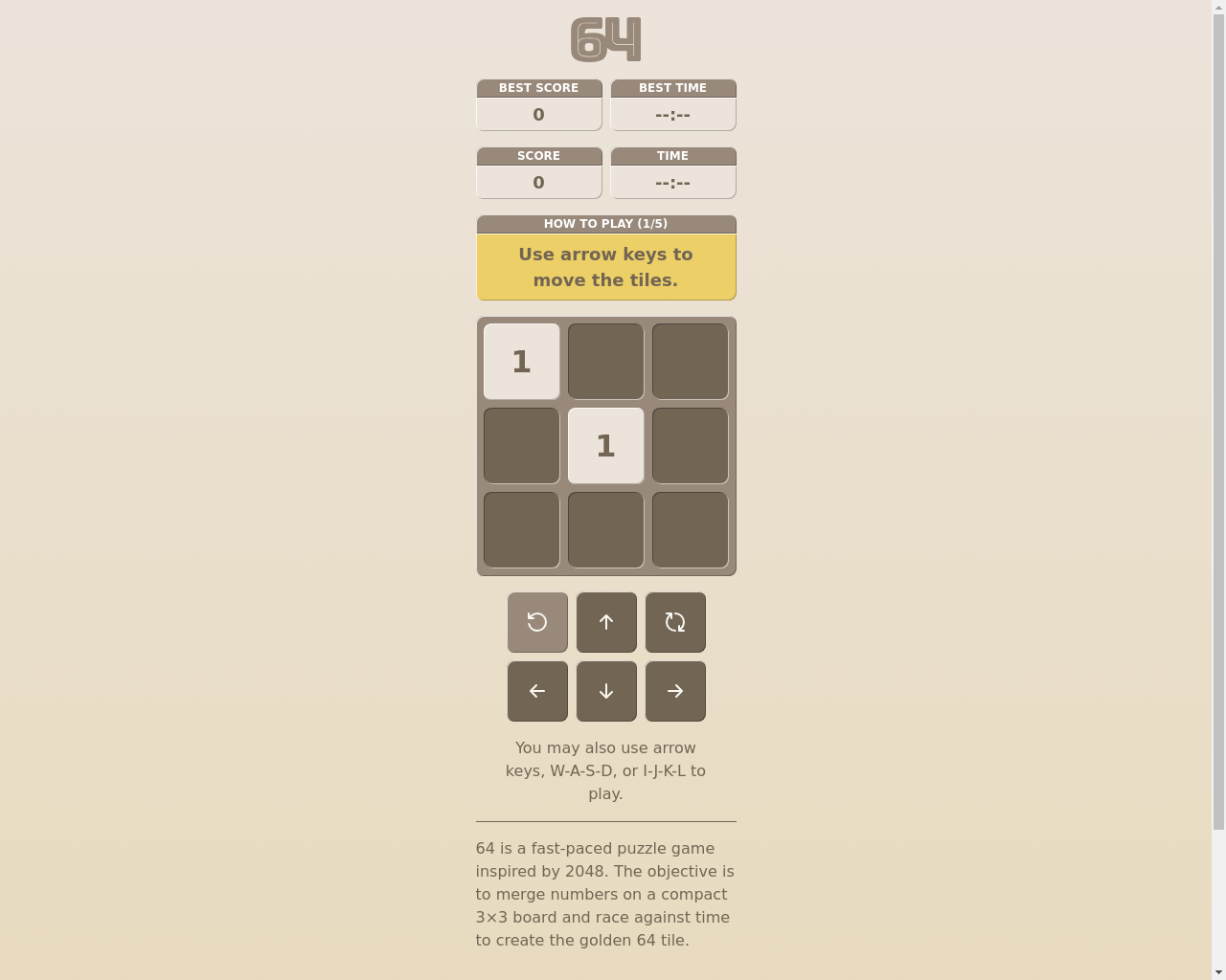 Show HN: 64, a Fast-Paced 2048 - Project Screenshot